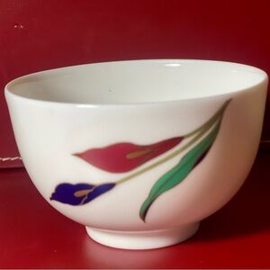 CELEC Calla Lily Tea Bowls Set of 5 Vintage Porcelain Handleless Cups